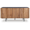 Kayra Accent Cabinet with Charcoal Top | Black Metal Legs | Brown Wood 66"