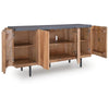 Kayra Accent Cabinet with Charcoal Top | Black Metal Legs | Brown Wood 66"