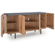Kayra Accent Cabinet with Charcoal Top | Black Metal Legs | Brown Wood 66"