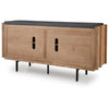 Kayra Accent Cabinet with Charcoal Top | Black Metal Legs | Brown Wood 66"