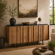 Kayra Accent Cabinet with Charcoal Top | Black Metal Legs | Brown Wood 66"