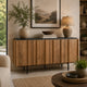 Kayra Accent Cabinet with Charcoal Top | Black Metal Legs | Brown Wood 66"