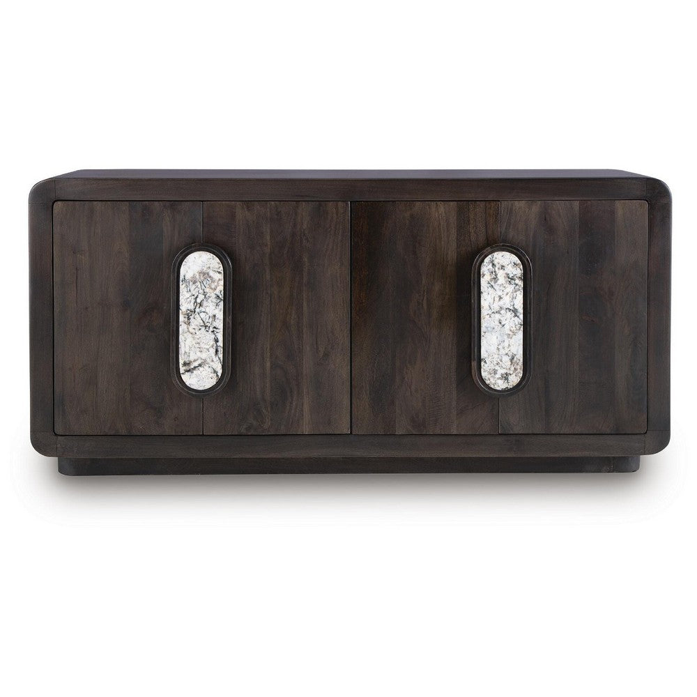 Elsie Accent Cabinet with White Marble Handles | Espresso Brown Wood 65"