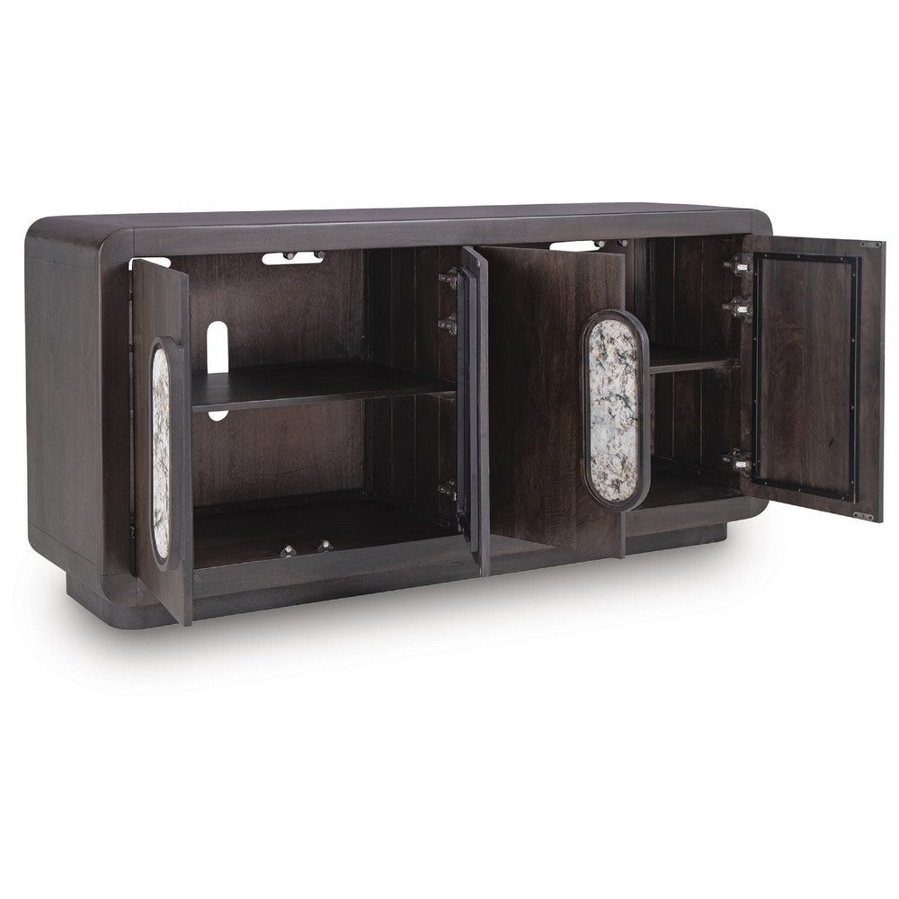Elsie Accent Cabinet with White Marble Handles | Espresso Brown Wood 65"