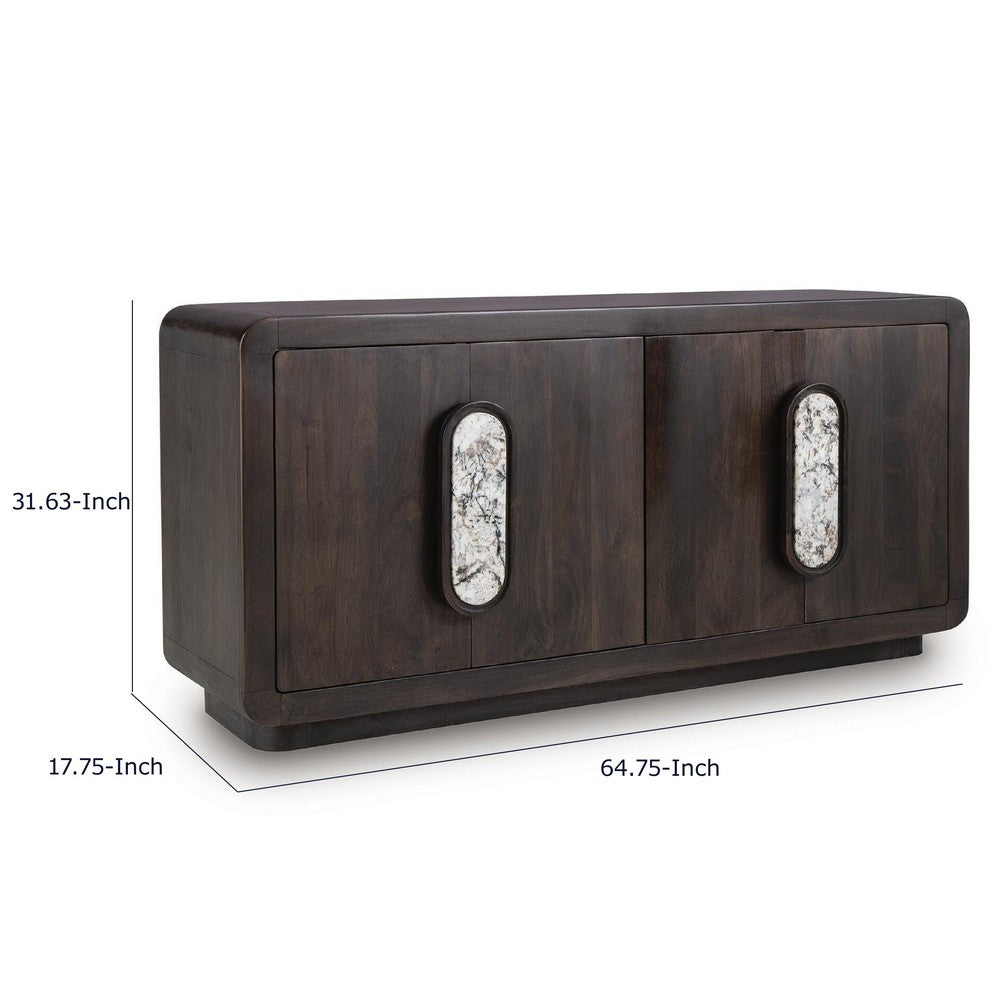 Elsie Accent Cabinet with White Marble Handles | Espresso Brown Wood 65"