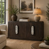 Elsie Accent Cabinet with White Marble Handles | Espresso Brown Wood 65"