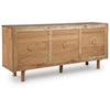Adwy Accent Cabinet | Arched Glass Doors and Shelves | Brown Acacia Wood 64"