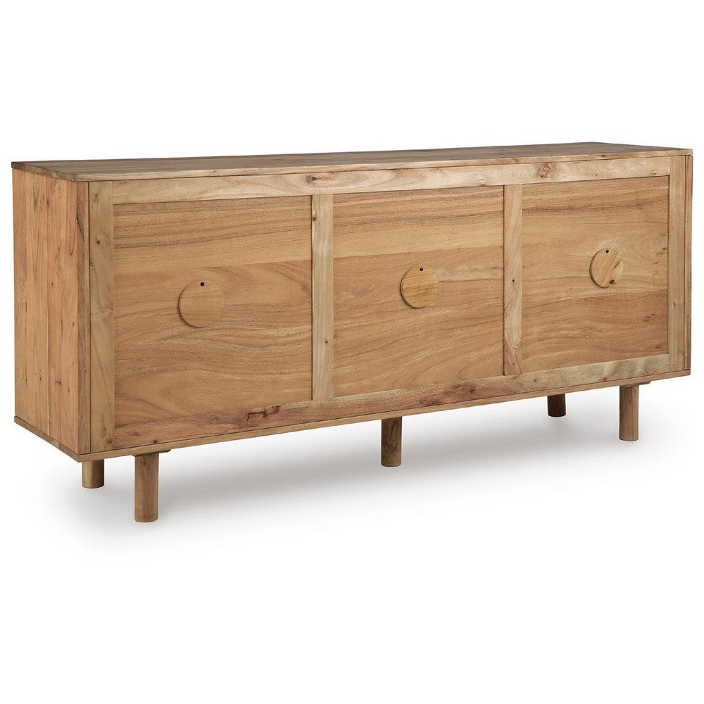Adwy Accent Cabinet | Arched Glass Doors and Shelves | Brown Acacia Wood 64"