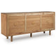 Adwy Accent Cabinet | Arched Glass Doors and Shelves | Brown Acacia Wood 64"