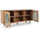 Adwy Accent Cabinet | Arched Glass Doors and Shelves | Brown Acacia Wood 64"