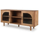 Adwy Accent Cabinet | Arched Glass Doors and Shelves | Brown Acacia Wood 64"