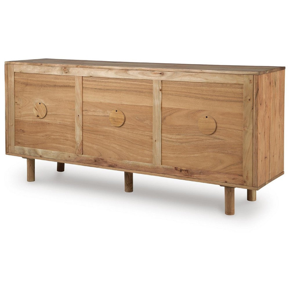 Adwy Accent Cabinet | Arched Glass Doors and Shelves | Brown Acacia Wood 64"