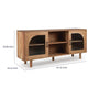 Adwy Accent Cabinet | Arched Glass Doors and Shelves | Brown Acacia Wood 64"