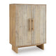 Dally Accent Cabinet with 2 Carved Doors | Whitewash Mango Wood 45''