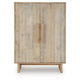 Dally Accent Cabinet with 2 Carved Doors | Whitewash Mango Wood 45''
