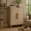 Dally Accent Cabinet with 2 Carved Doors | Whitewash Mango Wood 45''