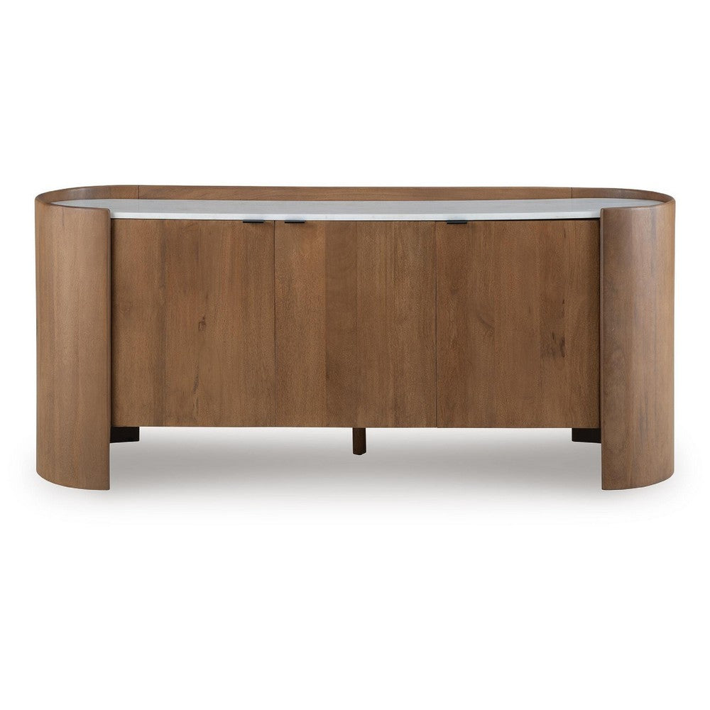 Fitzy Accent Cabinet with White Marble Top | Brown Mango Wood 66''