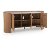 Fitzy Accent Cabinet with White Marble Top | Brown Mango Wood 66''