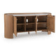 Fitzy Accent Cabinet with White Marble Top | Brown Mango Wood 66''