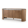 Fitzy Accent Cabinet with White Marble Top | Brown Mango Wood 66''