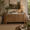 Fitzy Accent Cabinet with White Marble Top | Brown Mango Wood 66''