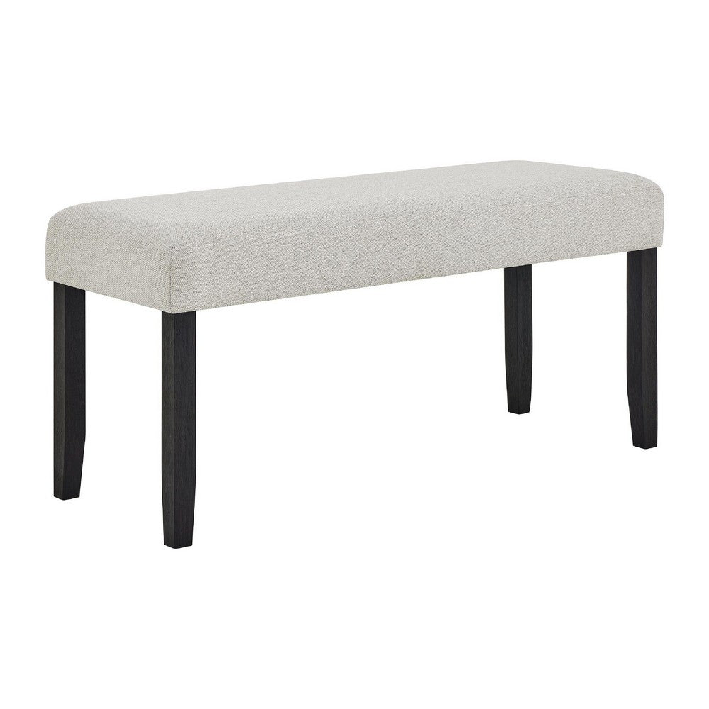 Juli Dining Bench | Gray Fabric Cushion | Wire Brushed Black Wood 41"