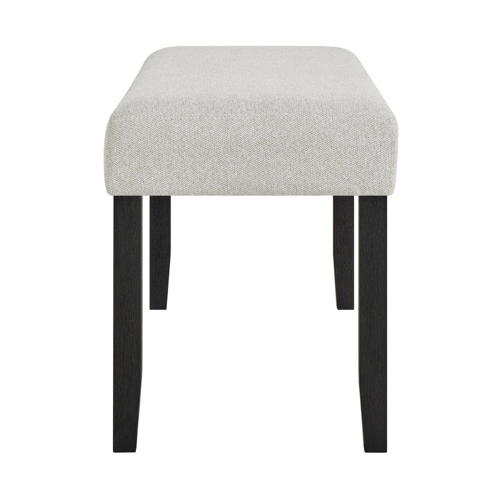 Juli Dining Bench | Gray Fabric Cushion | Wire Brushed Black Wood 41"
