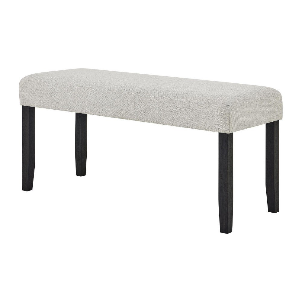 Juli Dining Bench | Gray Fabric Cushion | Wire Brushed Black Wood 41"