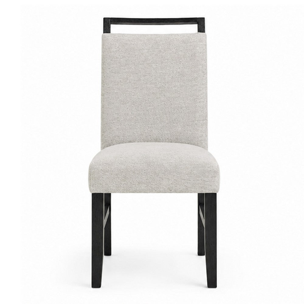 Juli Dining Side Chair Set of 2 | Light Gray Cushion Seat | Black Wood