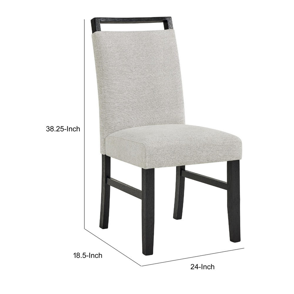 Juli Dining Side Chair Set of 2 | Light Gray Cushion Seat | Black Wood