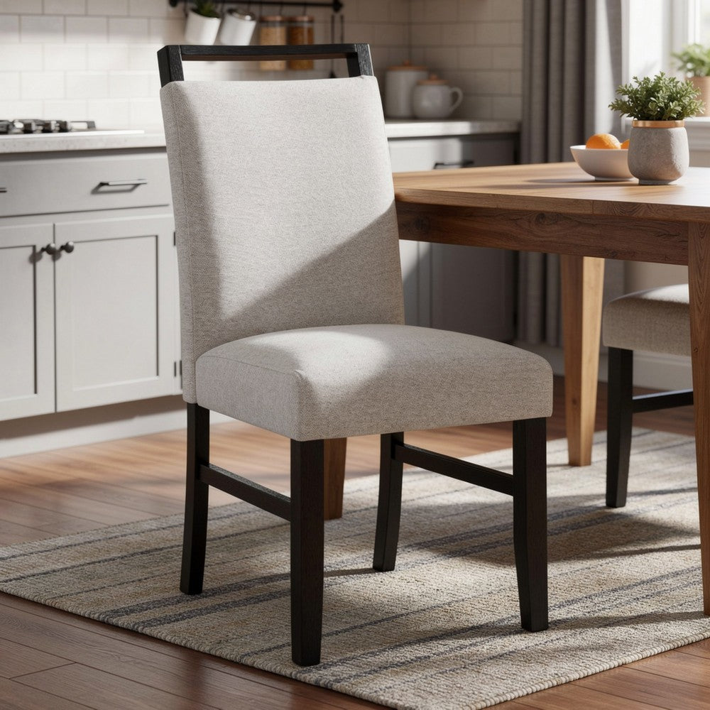 Juli Dining Side Chair Set of 2 | Light Gray Cushion Seat | Black Wood