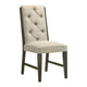 Heri Dining Side Chair Set of 2 | Tufted Back | Beige | Chocolate Brown