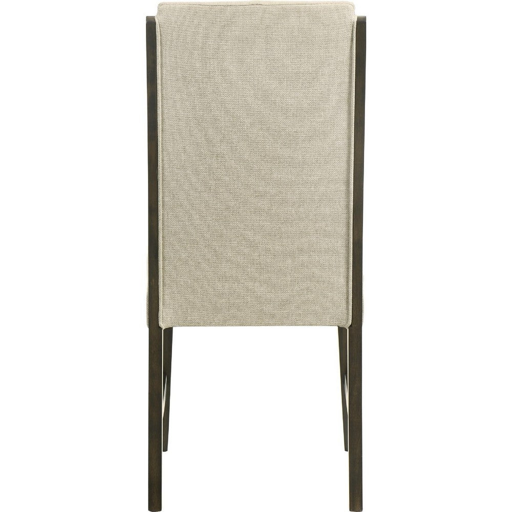 Heri Dining Side Chair Set of 2 | Tufted Back | Beige | Chocolate Brown