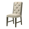 Heri Dining Side Chair Set of 2 | Tufted Back | Beige | Chocolate Brown