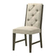 Heri Dining Side Chair Set of 2 | Tufted Back | Beige | Chocolate Brown