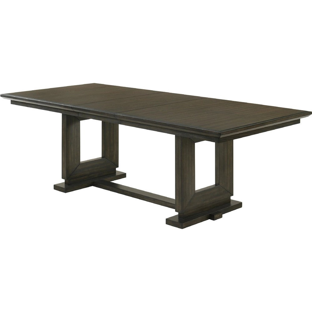 Heri Dining Table w 2 Leaves | Trestle Base | Chocolate Brown 54-90"