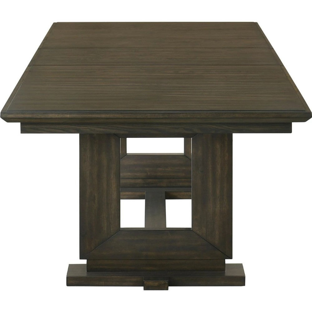 Heri Dining Table w 2 Leaves | Trestle Base | Chocolate Brown 54-90"