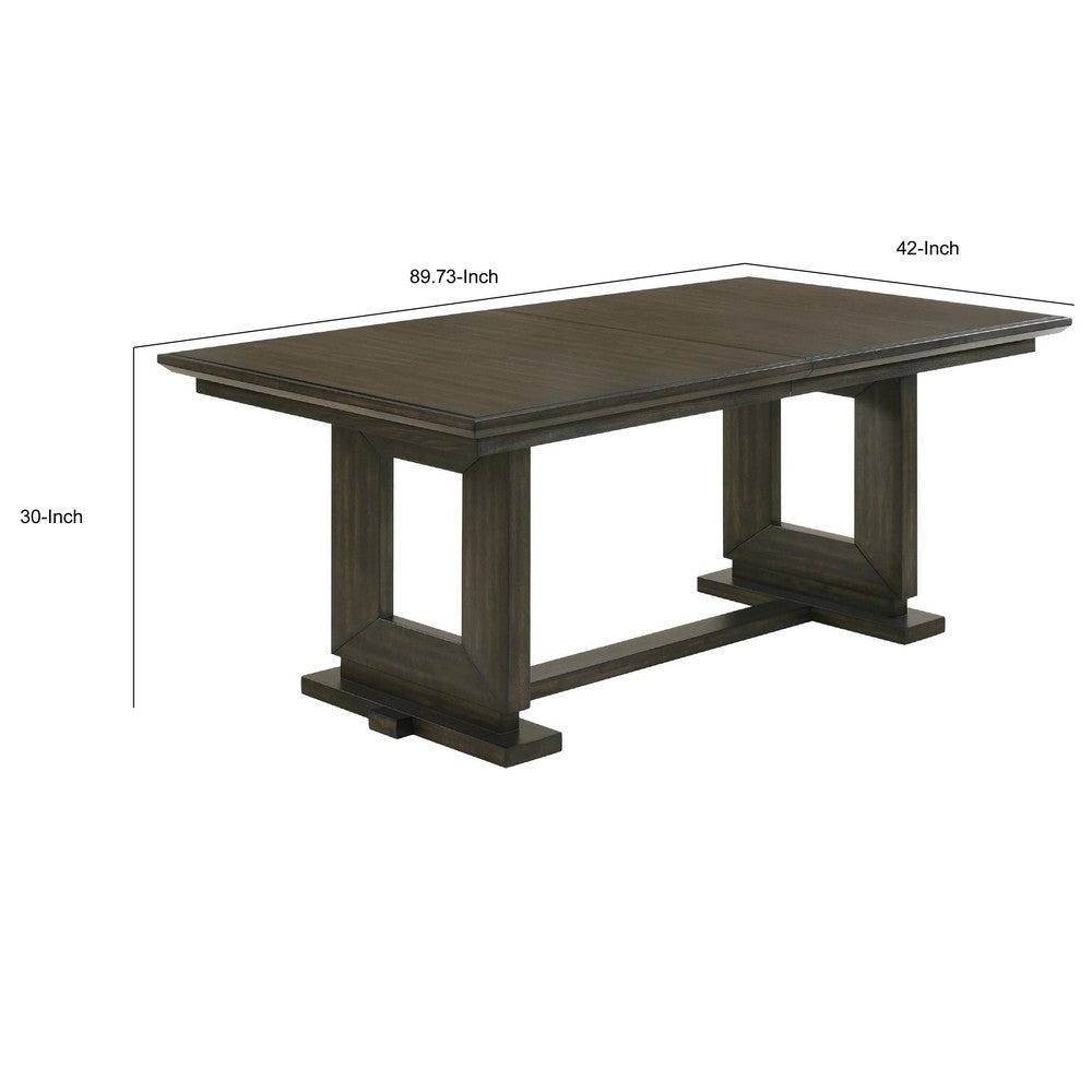 Heri Dining Table w 2 Leaves | Trestle Base | Chocolate Brown 54-90"