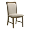 Moor Dining Side Chair Set of 2 | Geometric Design Back | Off White | Oak Brown