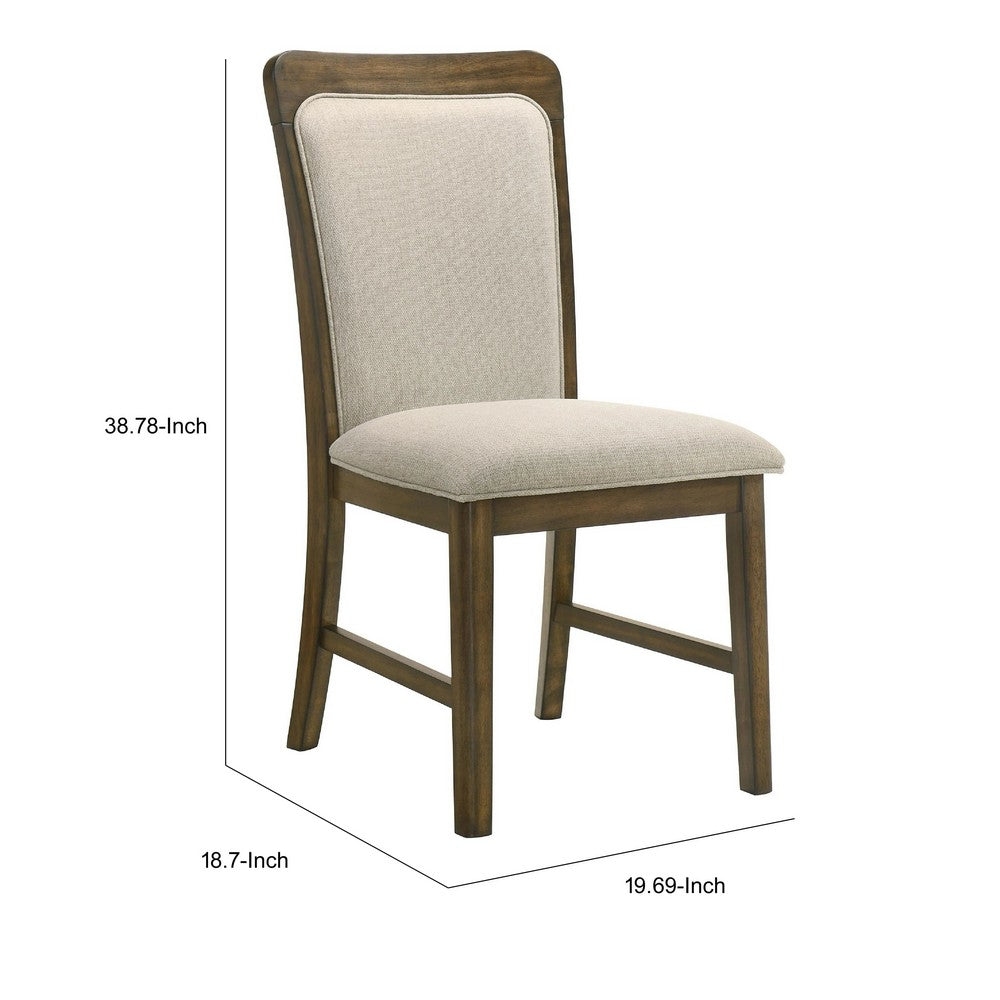 Moor Dining Side Chair Set of 2 | Geometric Design Back | Off White | Oak Brown
