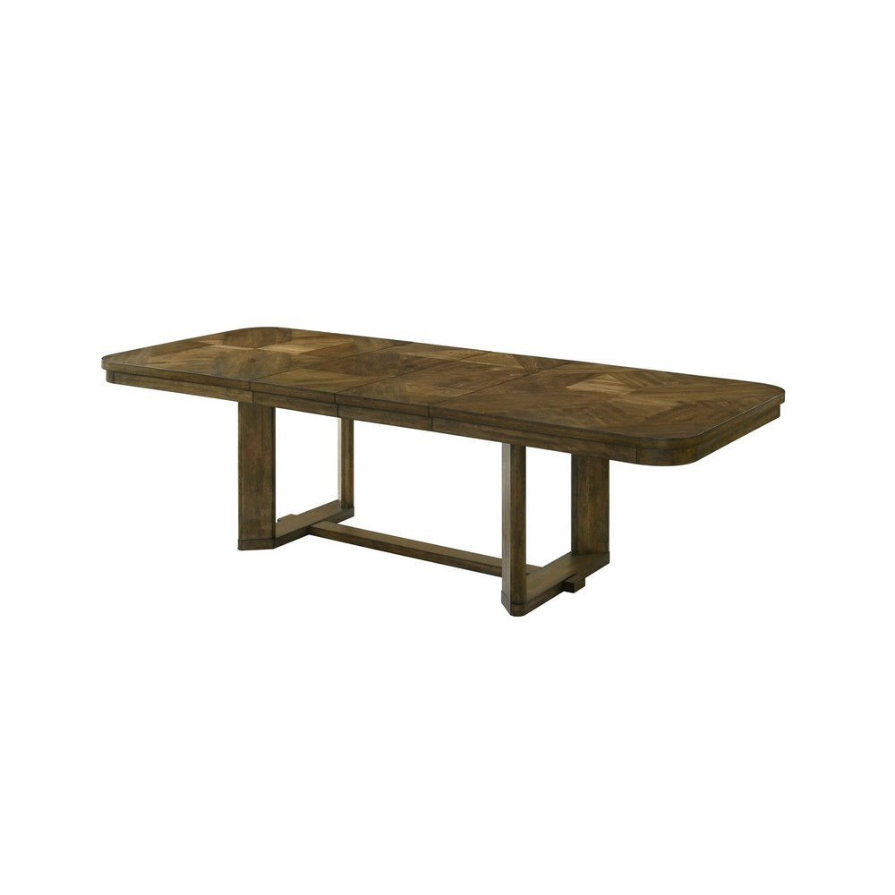 Moor Dining Table | 2 Leaves | Knotty Veneer Top | Dark Oak Brown 39-71"