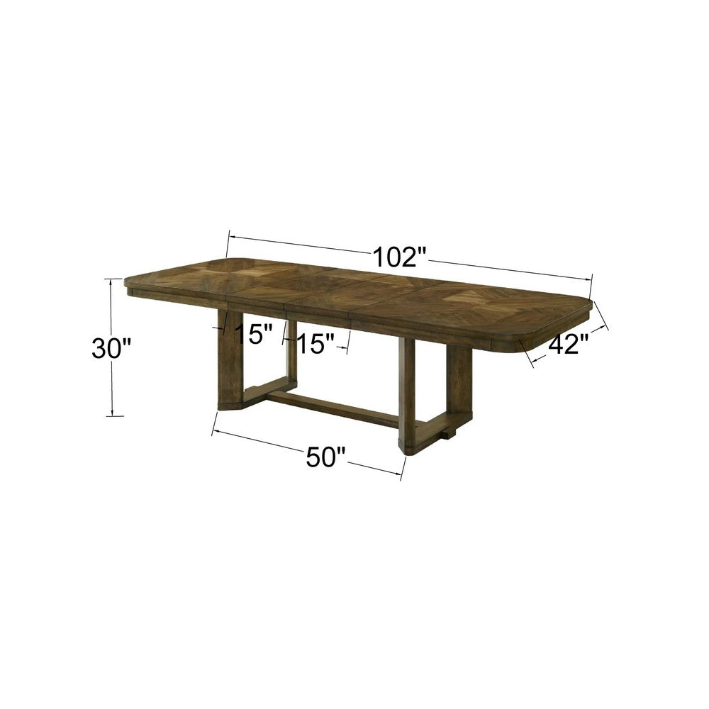 Moor Dining Table | 2 Leaves | Knotty Veneer Top | Dark Oak Brown 39-71"