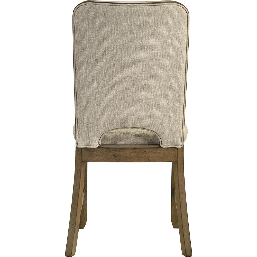 Rell Dining Side Chair Set of 2 | Cutout Back | Beige Cushions | Antique Brown