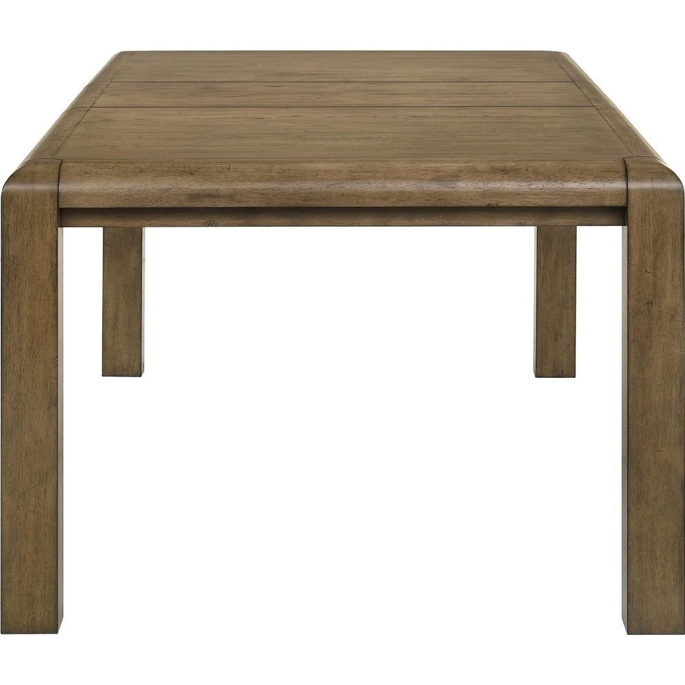 Rell Dining Table w Leaf | Knotty Oak Veneer Top | Antique Brown 64-82"