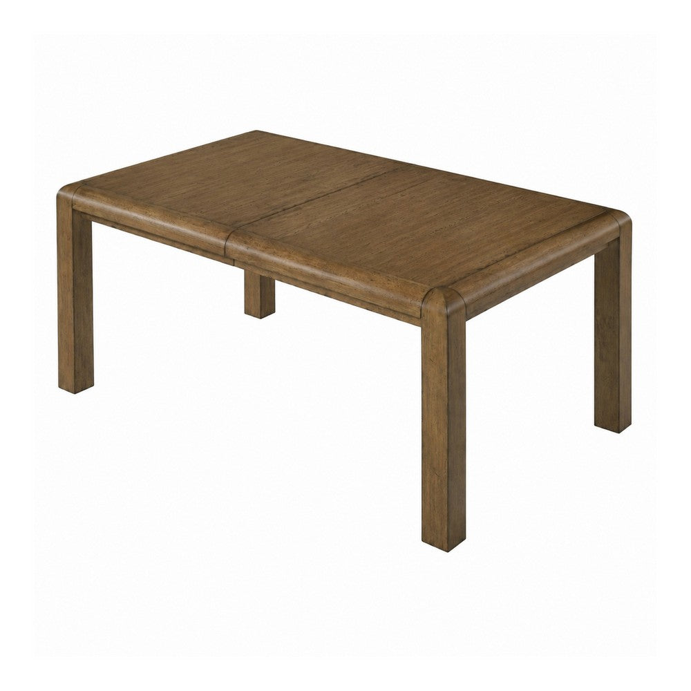 Rell Dining Table w Leaf | Knotty Oak Veneer Top | Antique Brown 64-82"