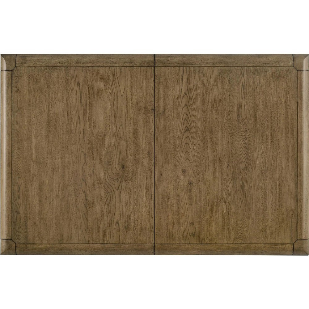 Rell Dining Table w Leaf | Knotty Oak Veneer Top | Antique Brown 64-82"
