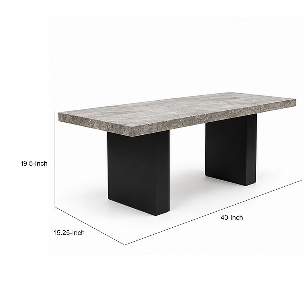 Mali Dining Bench | Cushioned Seat  | Dove Gray Fabric | Dark Brown 40"