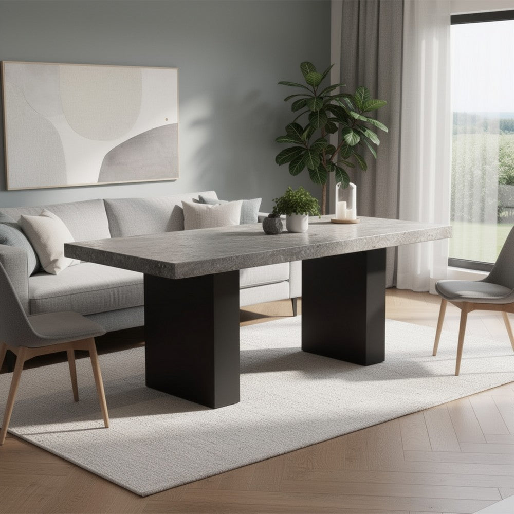 Mali Dining Bench | Cushioned Seat  | Dove Gray Fabric | Dark Brown 40"