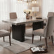 Mali Dining Bench | Cushioned Seat  | Dove Gray Fabric | Dark Brown 40"