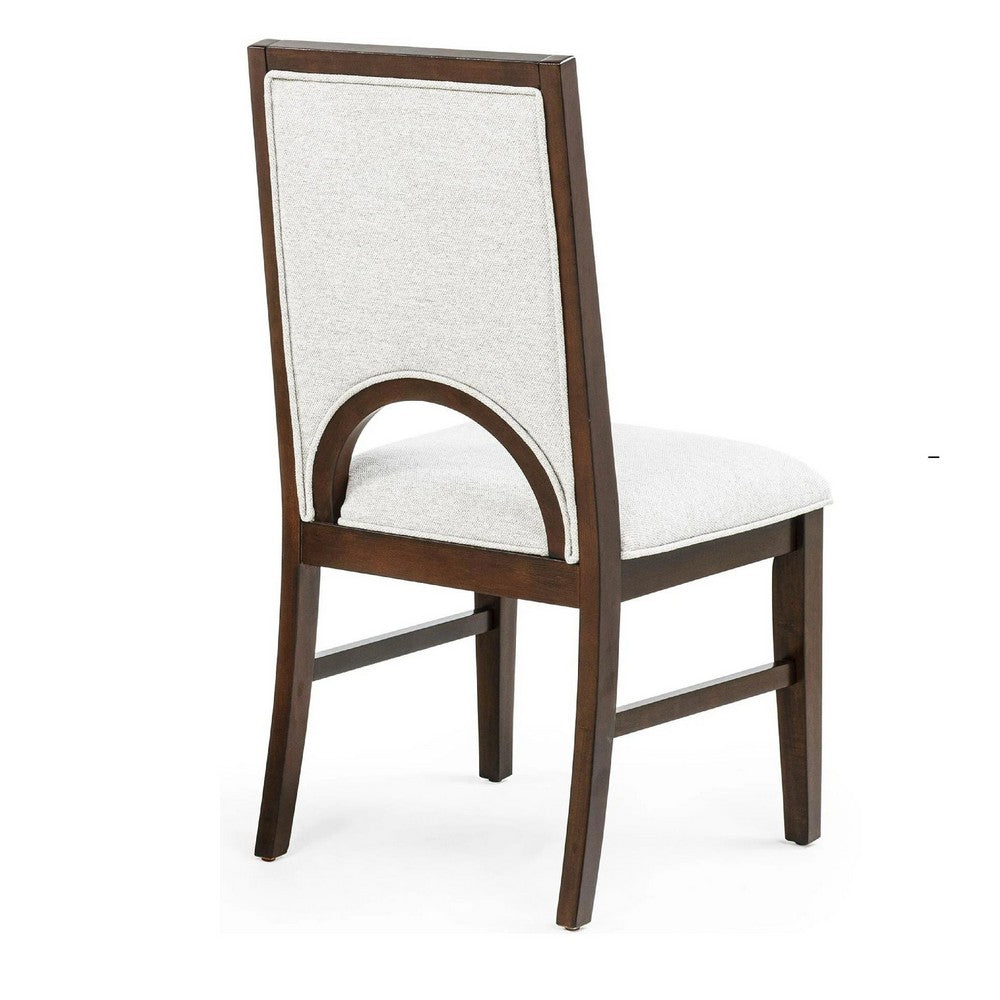Mali Dining Side Chair Set of 2 | Cutout Back  | Dove Gray Fabric | Dark Brown